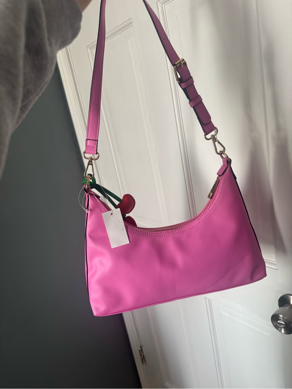 Aldo Pink Shoulder Bag with Cherry Charm - Picture 3 of 4